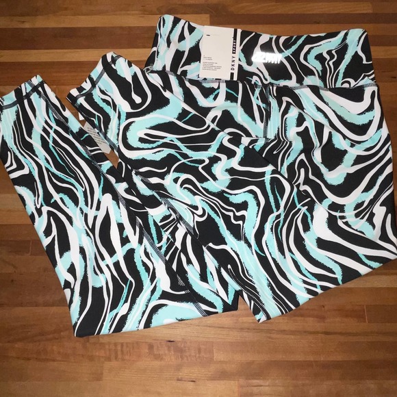 Dkny Sport Marble-Print 7/8-Leggings - blue/black small - Picture 5 of 10